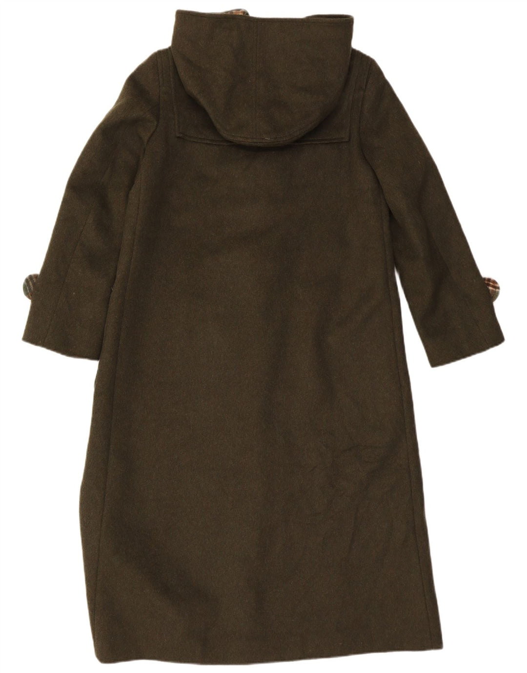 Vintage Womens Hooded Duffle Coat EU 40 Medium Khaki Wool