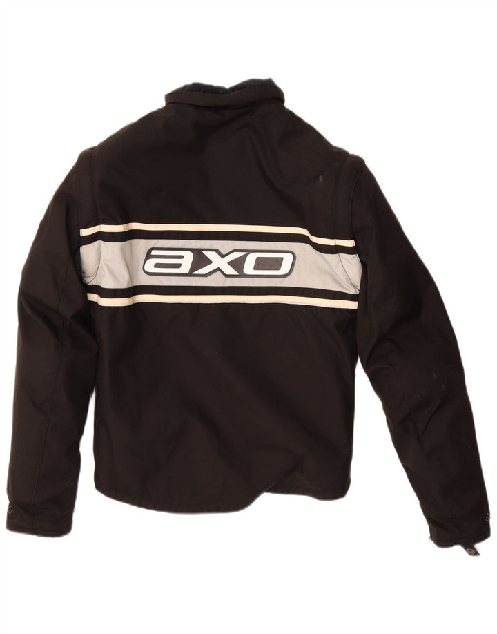 AXO Mens Graphic Moto Racer Biker Jacket UK 34 XS Black Colourblock