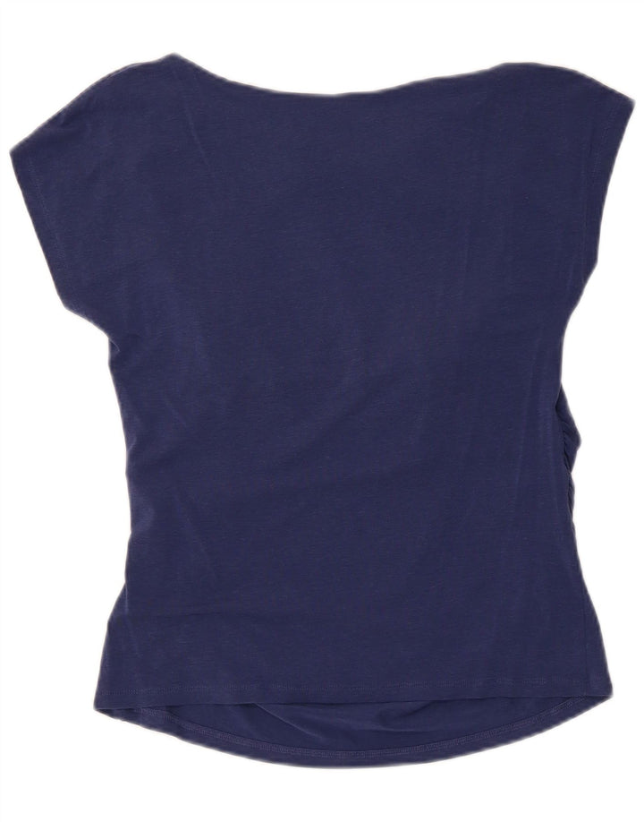 Max Mara Womens T-Shirt Top UK 12 Medium Navy Blue Lyocell