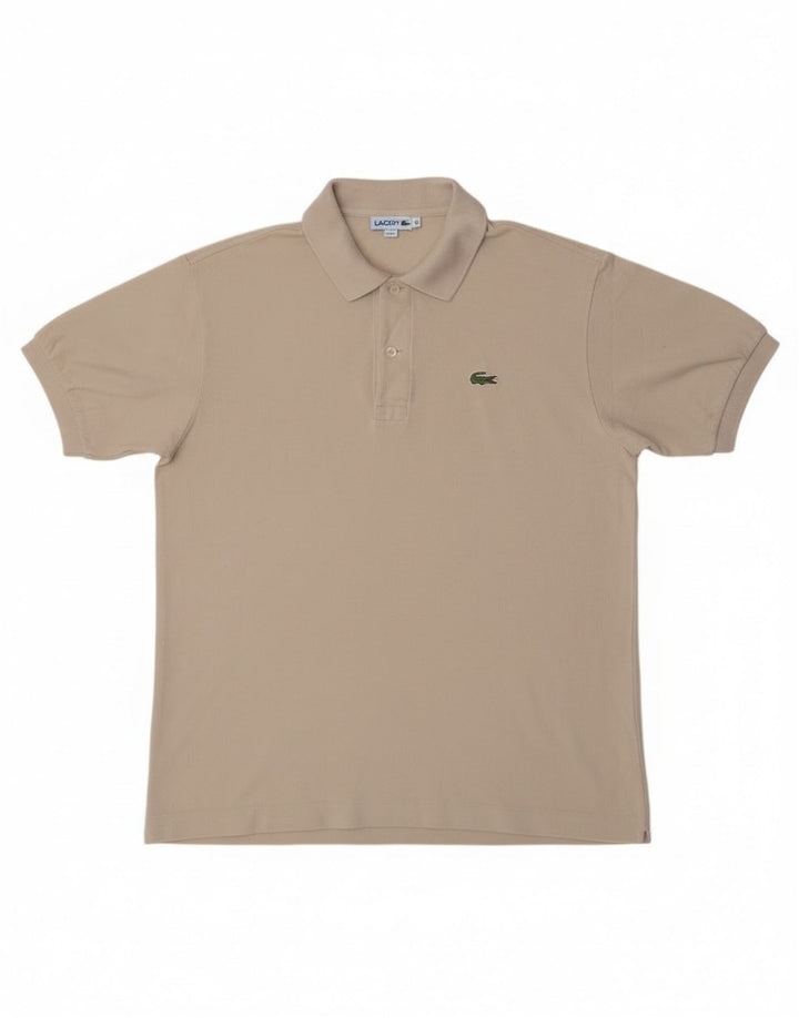 Lacoste Mens Polo Shirt Size 4 Medium Off White Cotton