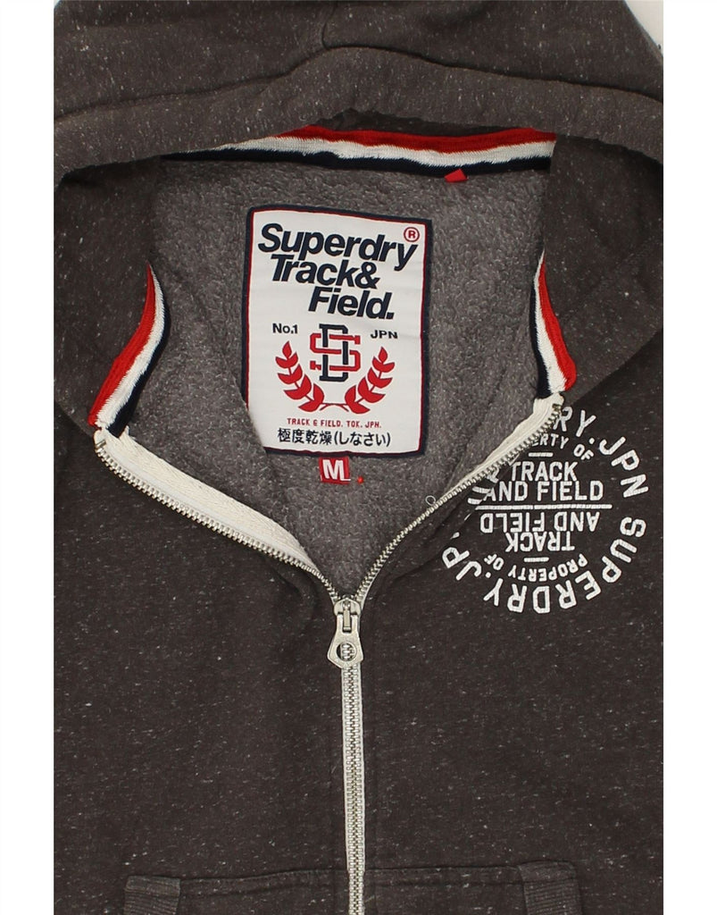 SUPERDRY Mens Track & Field Graphic Zip Hoodie Sweater Medium Grey Cotton | Vintage Superdry | Thrift | Second-Hand Superdry | Used Clothing | Messina Hembry 