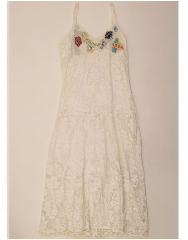 Antica Sartoria Womens Sleeveless Lace Maxi Dress UK 12 Medium White Floral