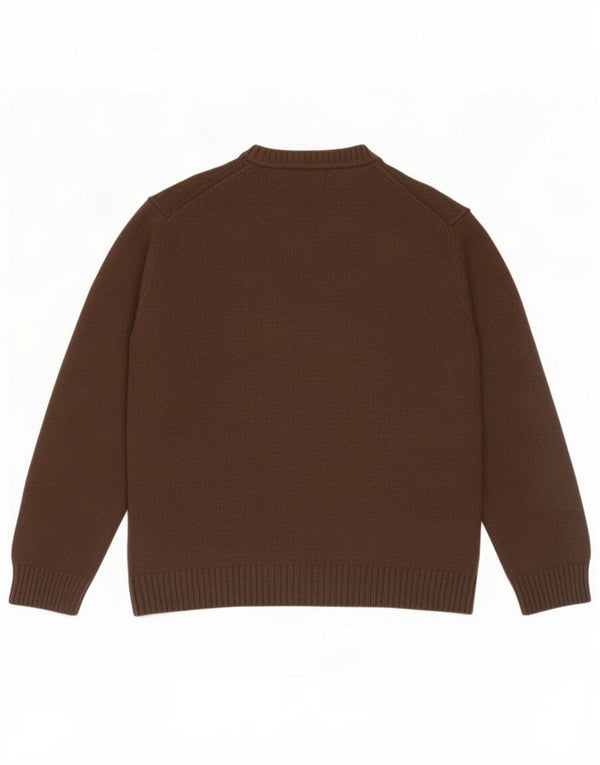 Marlboro Classics Mens Crew Neck Jumper Sweater 2XL Brown Merino Wool