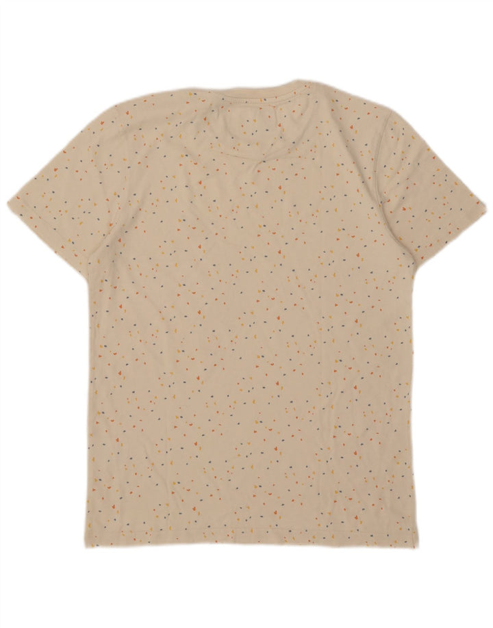 Lyle & Scott Mens T-Shirt Medium Off White Spotted Cotton