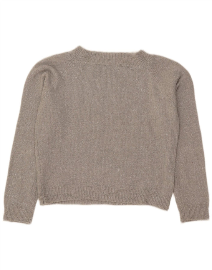 Oasis Womens Crop Boat Neck Jumper Sweater UK 14 Medium Grey Acrylic
