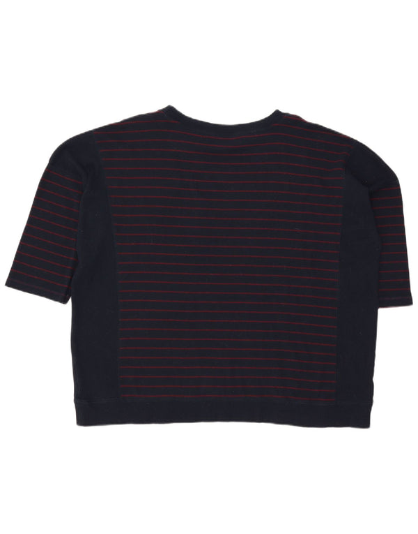 Marks & Spencer Womens Boat Neck Jumper Sweater UK 22 3XL Navy Blue Striped