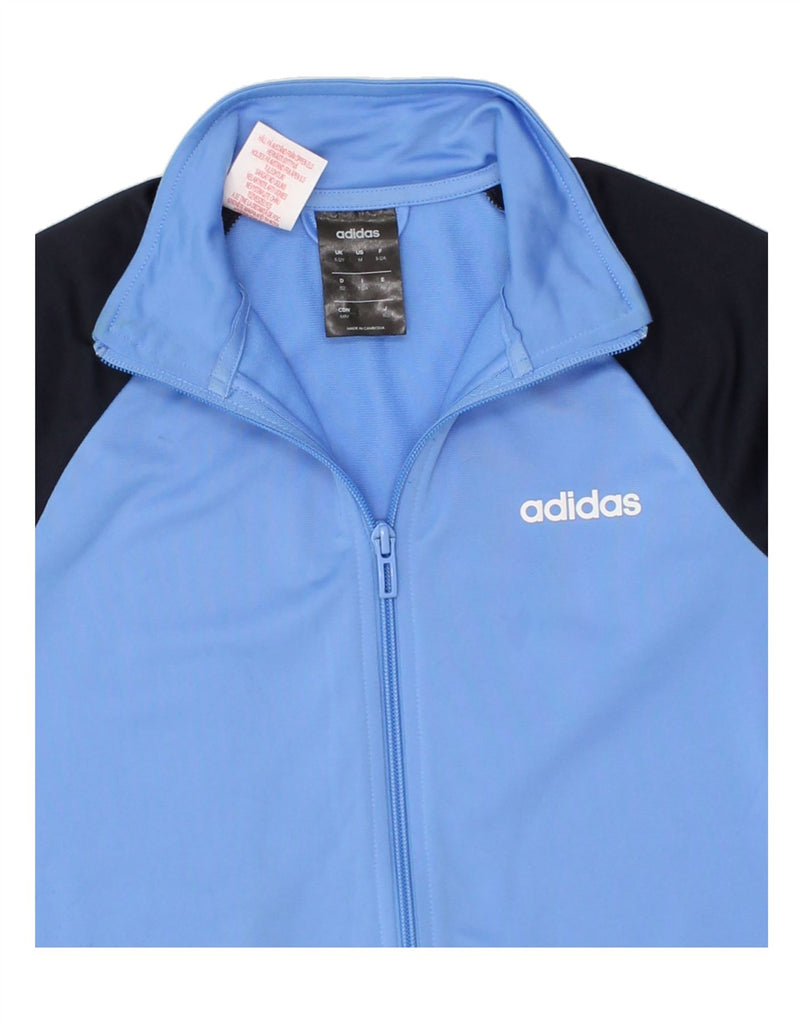 ADIDAS Boys Graphic Tracksuit Top Jacket 11-12 Years Blue Colourblock Vintage Adidas and Second-Hand Adidas from Messina Hembry 