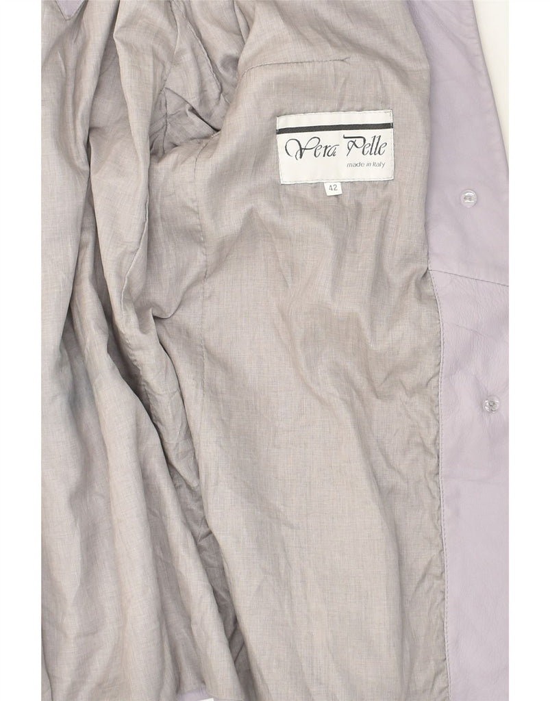 VINTAGE Womens Leather Coat IT 42 Medium Purple | Vintage Vintage | Thrift | Second-Hand Vintage | Used Clothing | Messina Hembry 