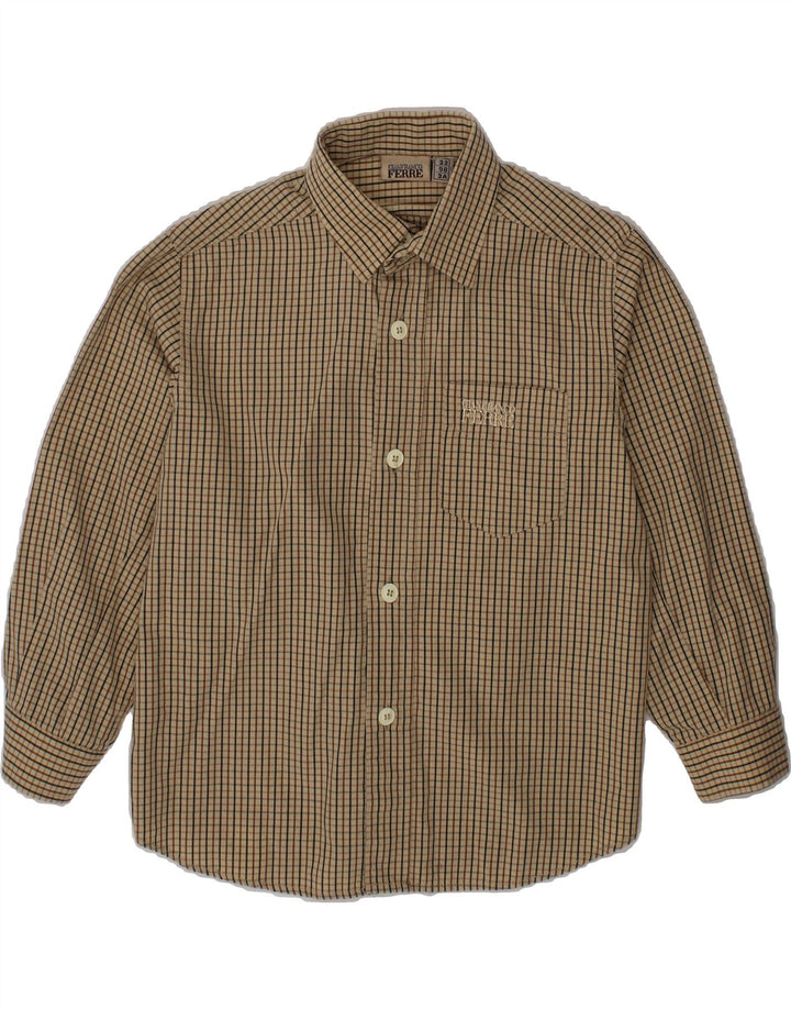 GIANFRANCO FERRE Boys Shirt 2-3 Years Beige Check Vintage Gianfranco Ferre and Second-Hand Gianfranco Ferre from Messina Hembry 