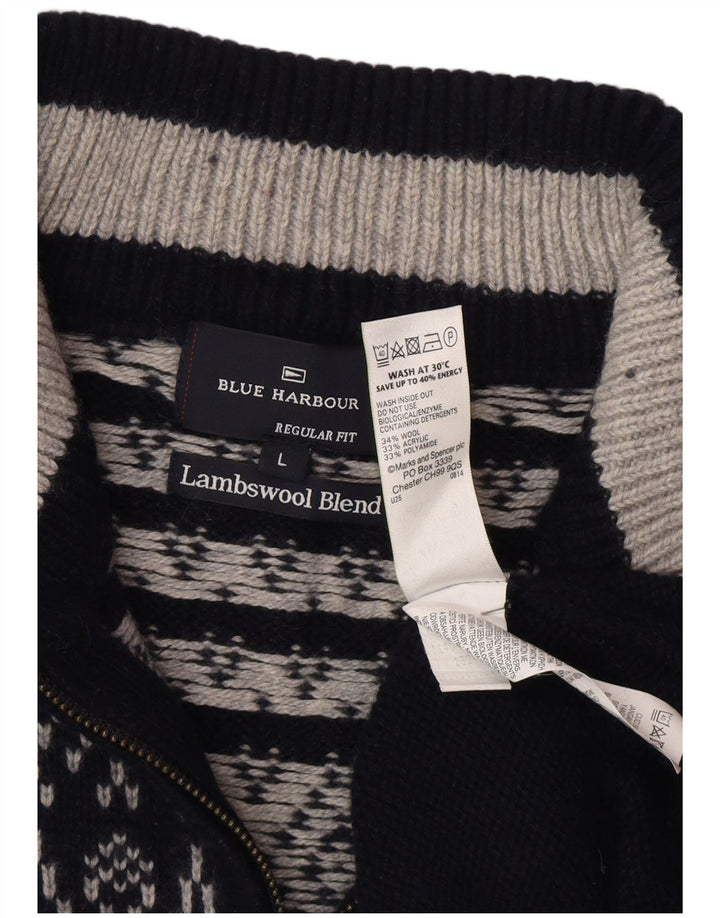 Marks & Spencer Mens Blue Harbour Zip Neck Jumper Sweater Large Navy Blue