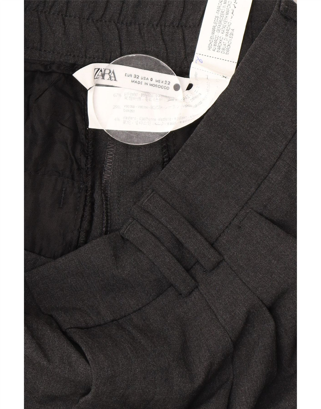 Zara Womens Pegged Suit Trousers EU 32 2XS W22 L26 Grey Polyester