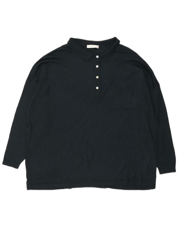 Zara Womens Oversized Polo Neck Jumper Sweater UK 14 Medium Green Modal