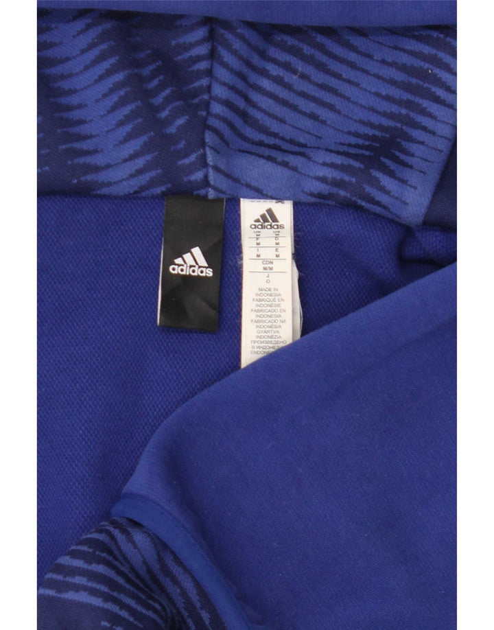 Adidas Mens Zip Hoodie Sweater Medium Blue Cotton