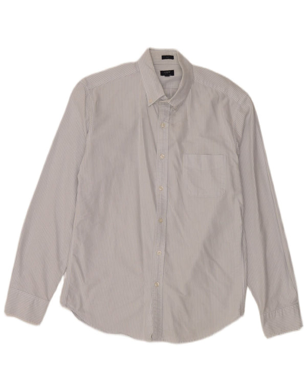 J. Crew Mens Oxford Slim Shirt Large Blue Pinstripe Cotton