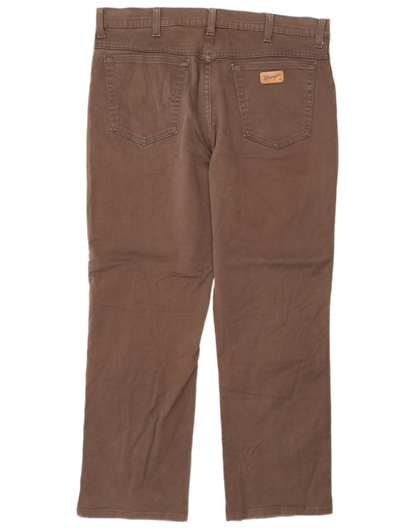 Wrangler Mens Texas Straight Casual Trousers W36 L30 Brown Cotton