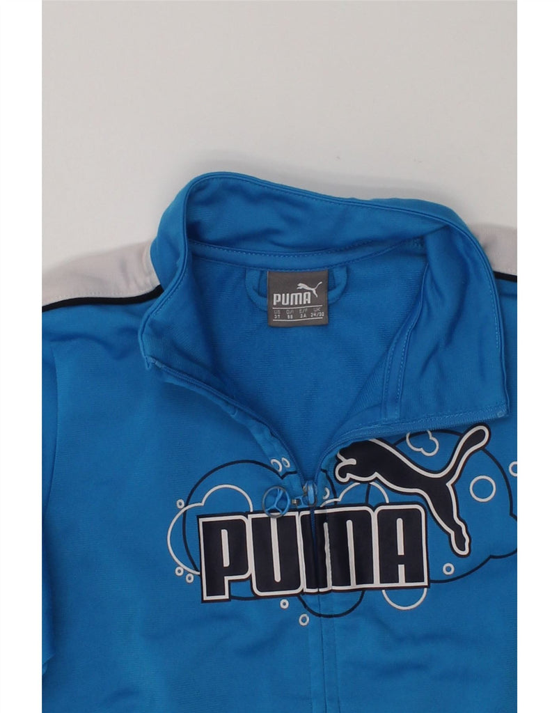 PUMA Boys Graphic Tracksuit Top Jacket 2-3 Years Blue Polyester | Vintage Puma | Thrift | Second-Hand Puma | Used Clothing | Messina Hembry 