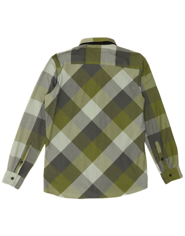 Adidas Mens Shirt UK 40/42 Medium Green Check Polyester