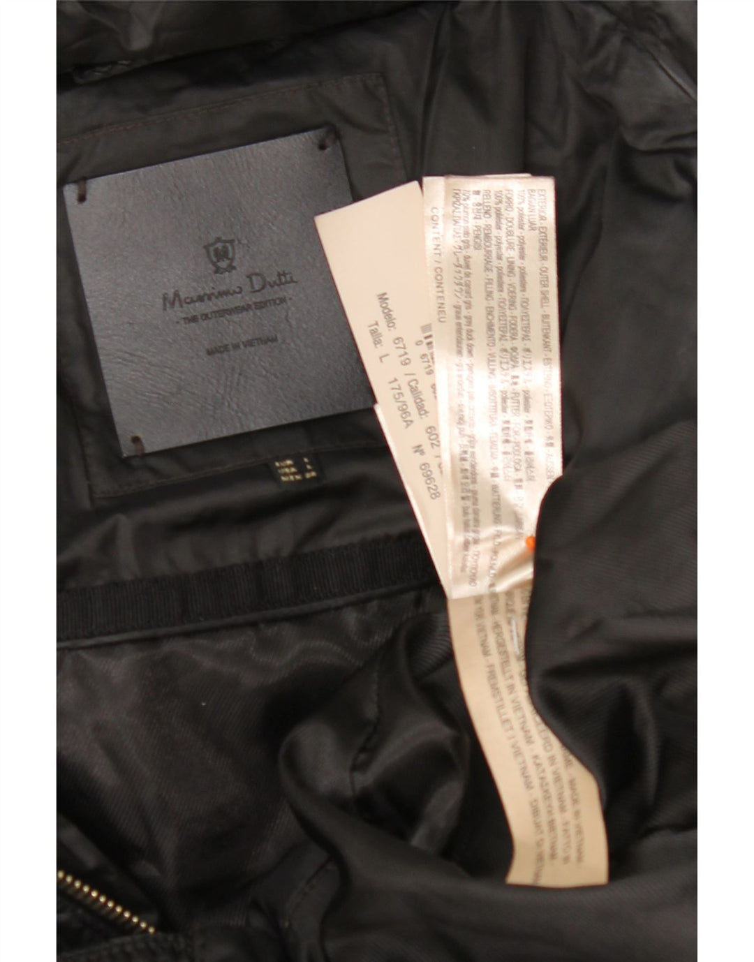 MASSIMO DUTTI Womens Hooded Padded Coat UK 16 Large Black Polyester