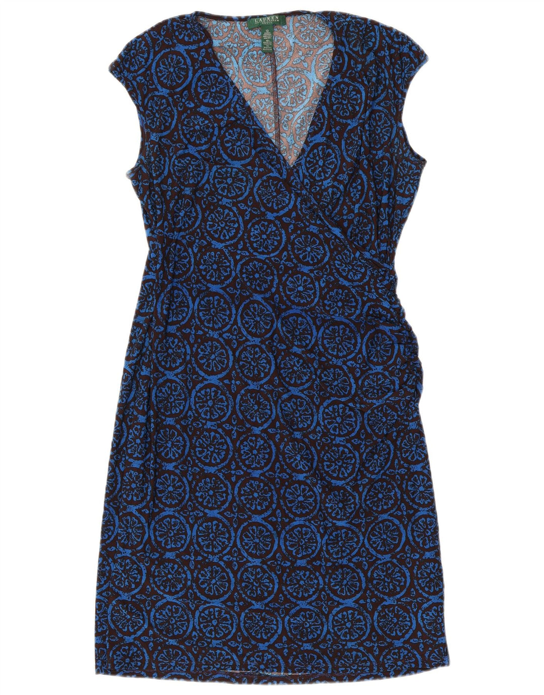 RALPH LAUREN Womens Sleeveless Sheath Dress US 12 Large Blue Floral