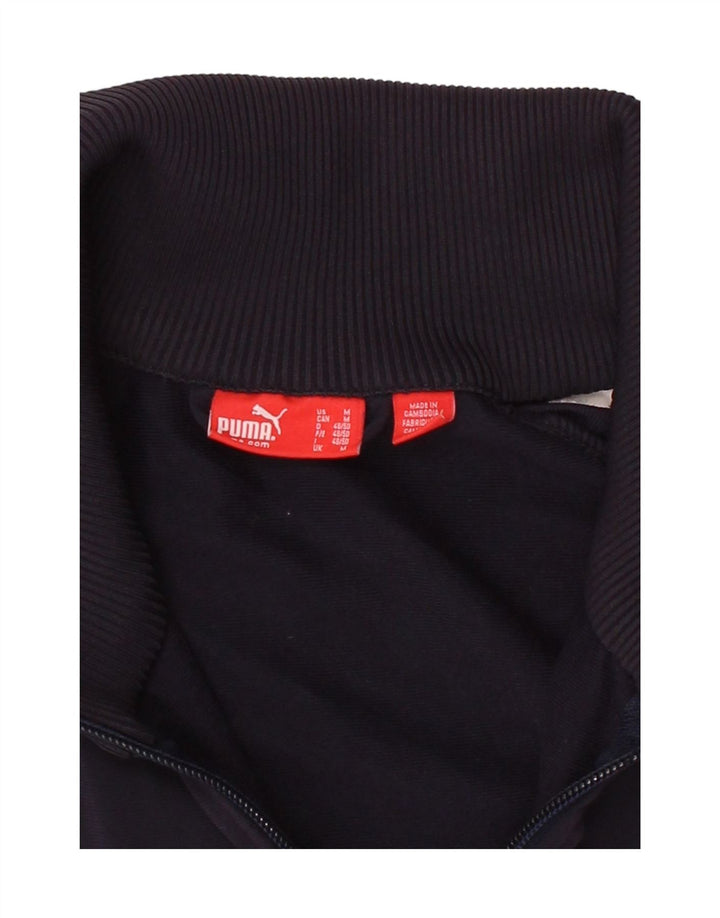 PUMA Mens Tracksuit Top Jacket Medium Navy Blue Colourblock Polyester