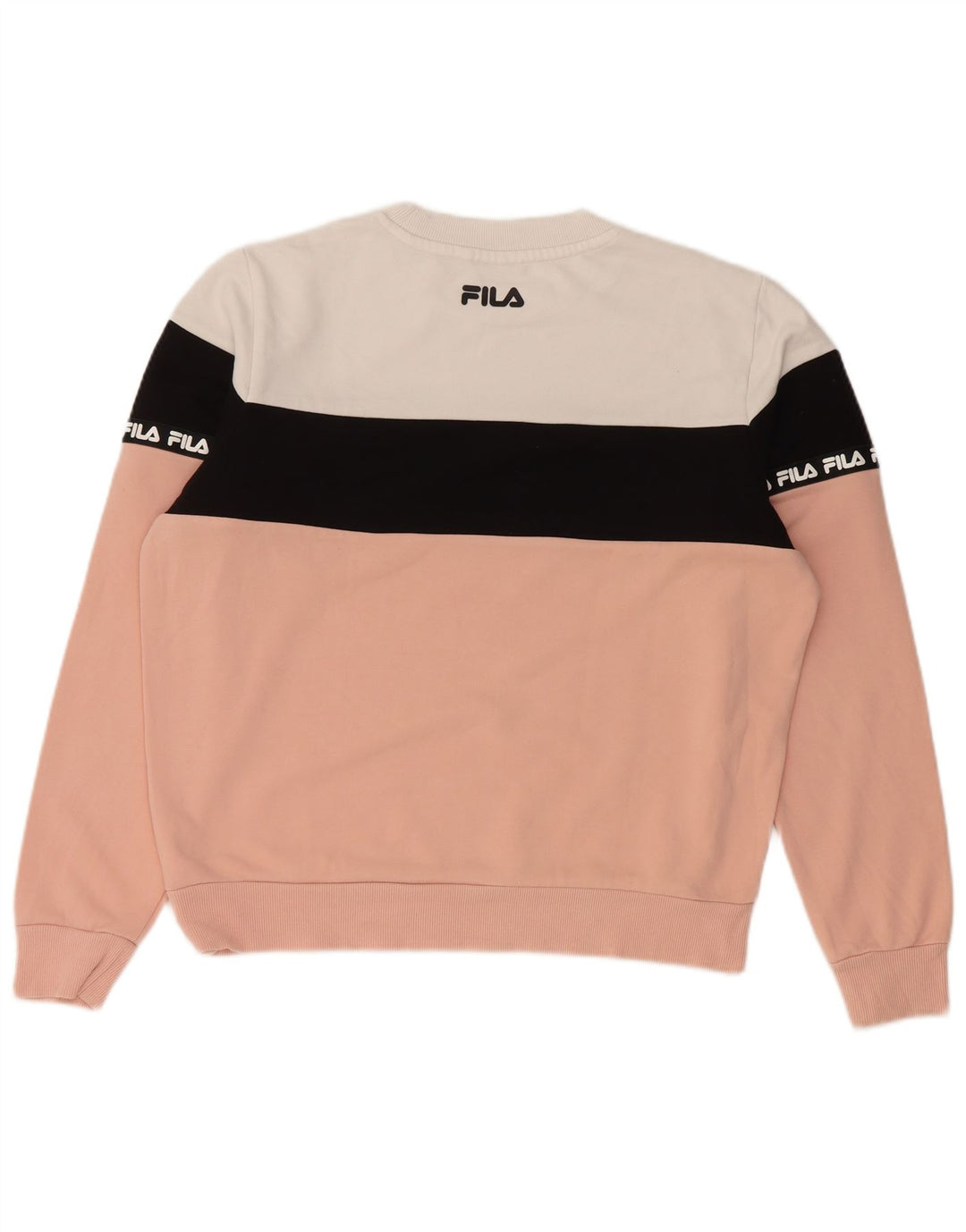 Fila Womens Graphic Sweatshirt Jumper UK 10 Small Pink Colourblock