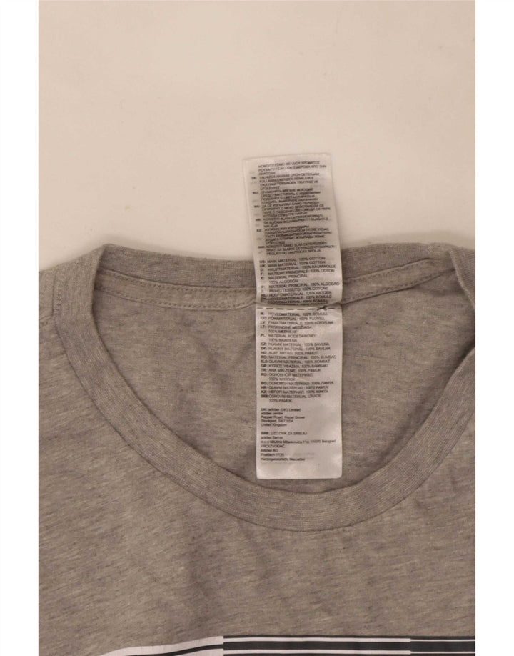 Adidas Mens Graphic T-Shirt Top Medium Grey Flecked Cotton