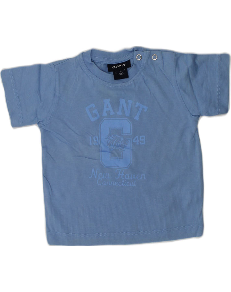 GANT Baby Boys Graphic T-Shirt Top 6-9 Months Blue Cotton | Vintage Gant | Thrift | Second-Hand Gant | Used Clothing | Messina Hembry 