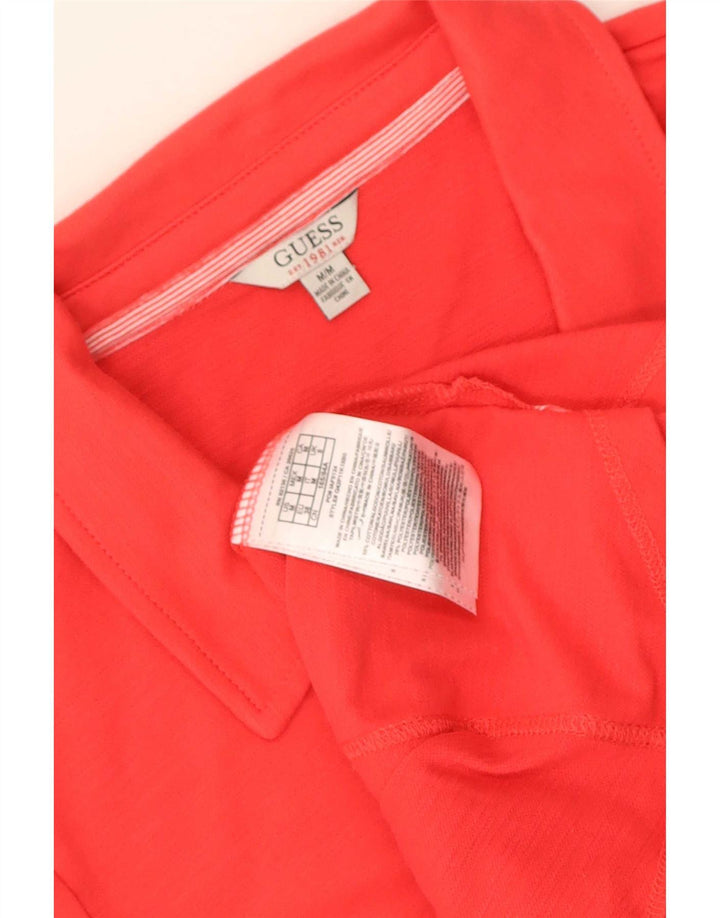 Guess Womens Polo Shirt UK 12 Medium Red Cotton