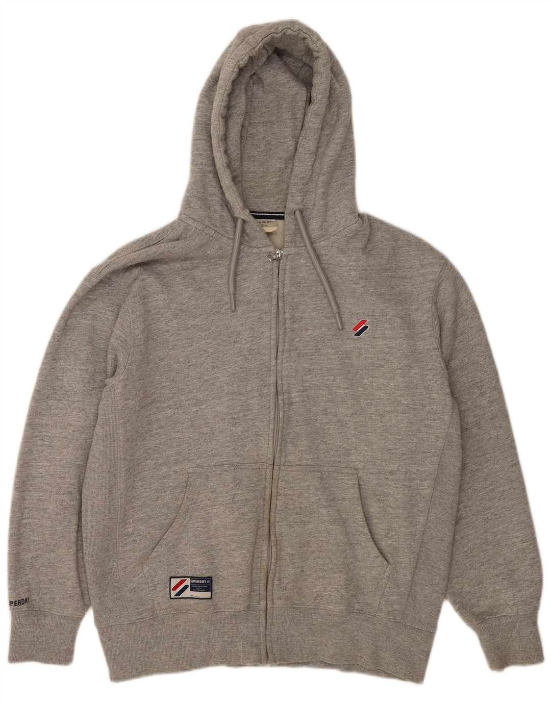 Superdry Mens Zip Hoodie Sweater XL Grey Cotton