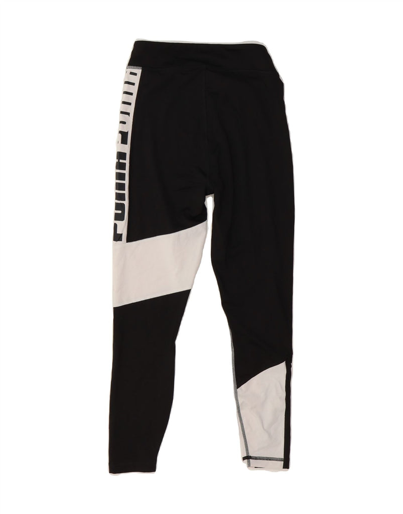 PUMA Womens Graphic Leggings UK 8 Small  Black Colourblock Polyester Vintage Puma and Second-Hand Puma from Messina Hembry 