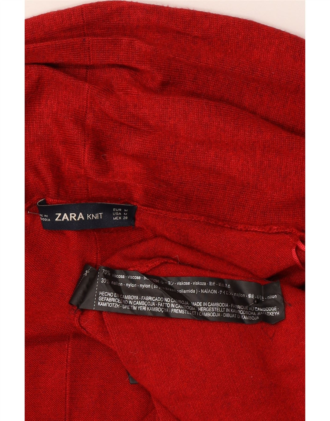 Zara Womens Open Cardigan Sweater UK 12 Medium Burgundy Viscose