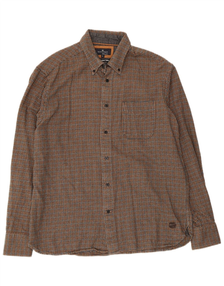 Marks & Spencer Mens Blue Harbour Flannel Shirt Medium Brown Houndstooth
