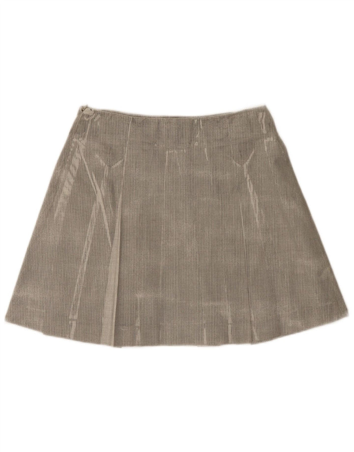 Trussardi Womens Pleated Mini Skirt IT 42 Medium W28 Grey Herringbone