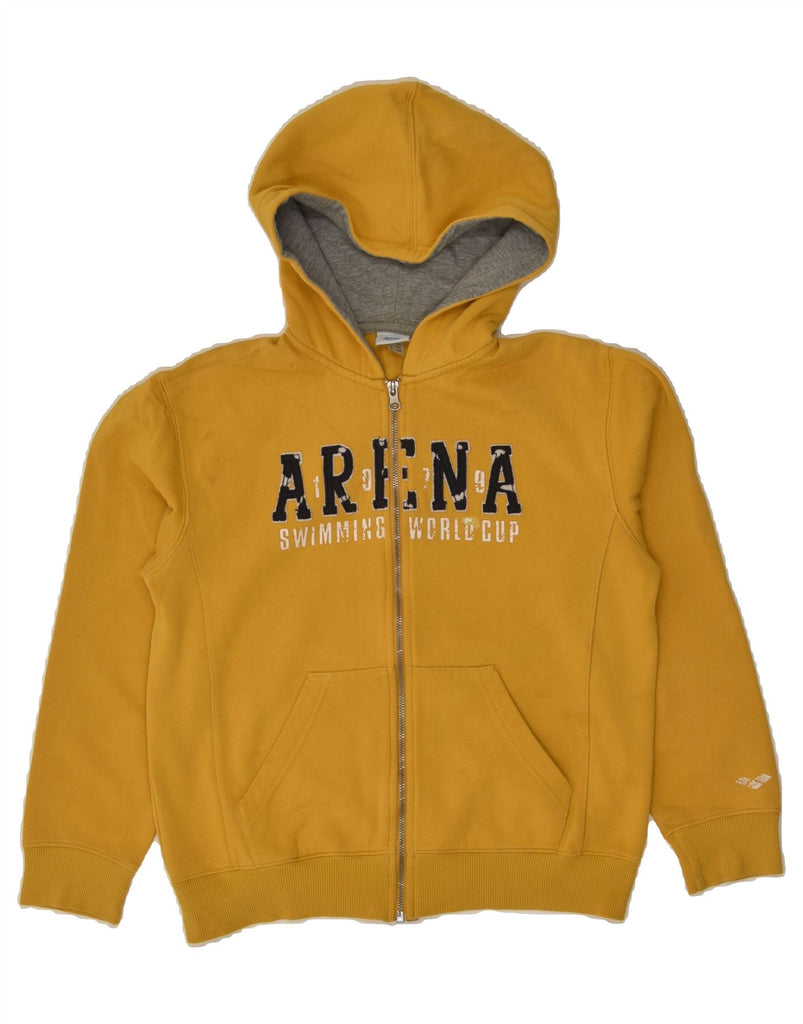 ARENA Boys Graphic Zip Hoodie Sweater 11-12 Years Yellow Cotton | Vintage Arena | Thrift | Second-Hand Arena | Used Clothing | Messina Hembry 