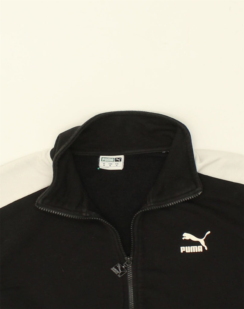 PUMA Mens Graphic Tracksuit Top Jacket Medium Black Cotton | Vintage Puma | Thrift | Second-Hand Puma | Used Clothing | Messina Hembry 