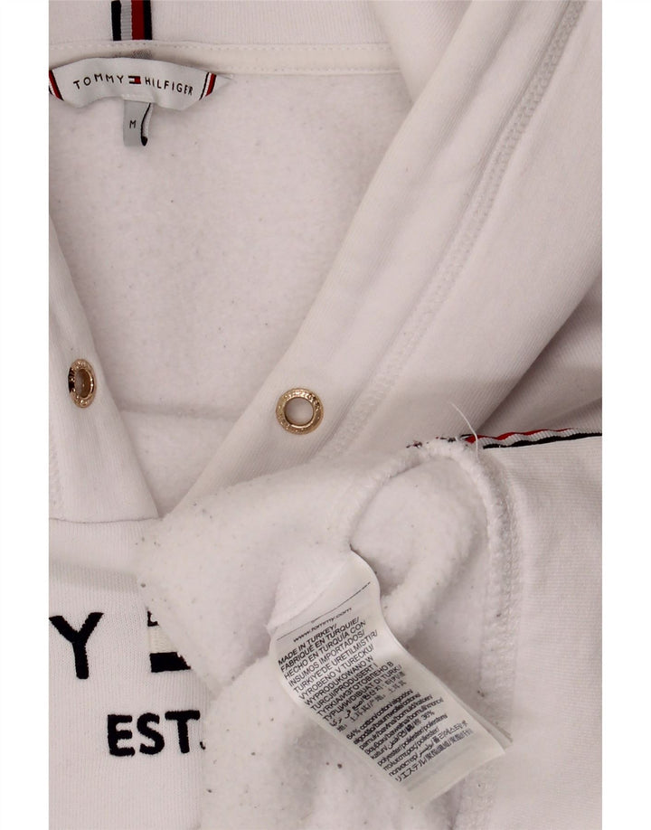 TOMMY HILFIGER Womens Oversized Graphic Hoodie Jumper UK 14 Medium White