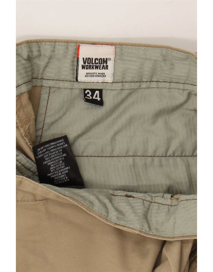 Volcom Mens Workwear Chino Shorts W34 Large Brown Cotton