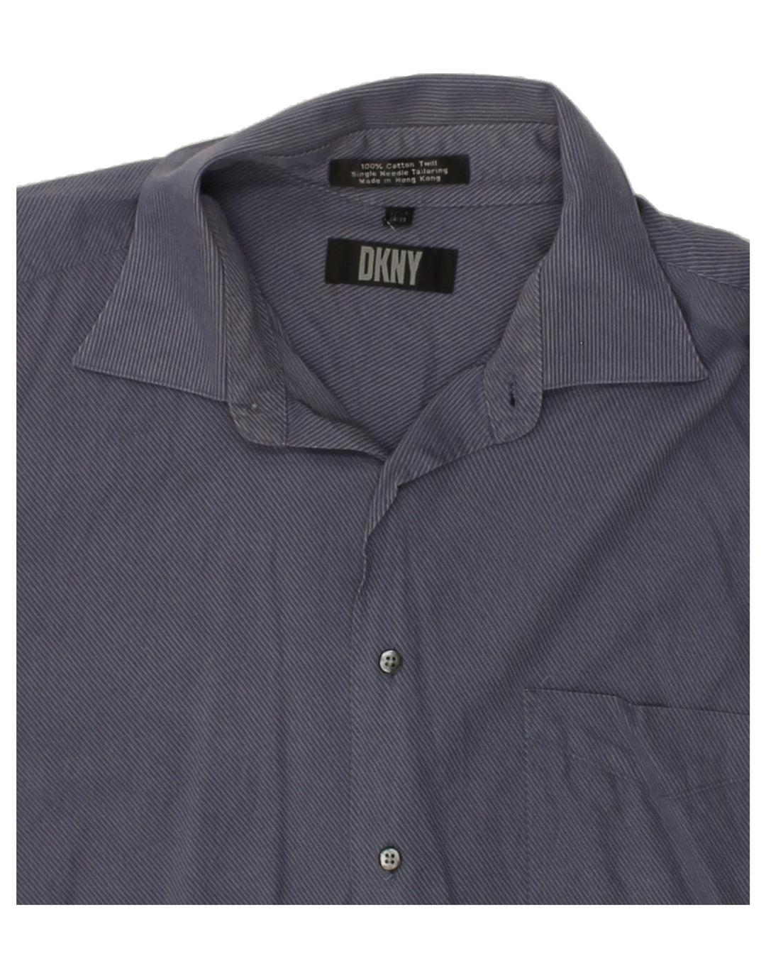 DKNY Mens Shirt 3XL Navy Blue Pinstripe Cotton Vintage Dkny and Second-Hand Dkny from Messina Hembry 