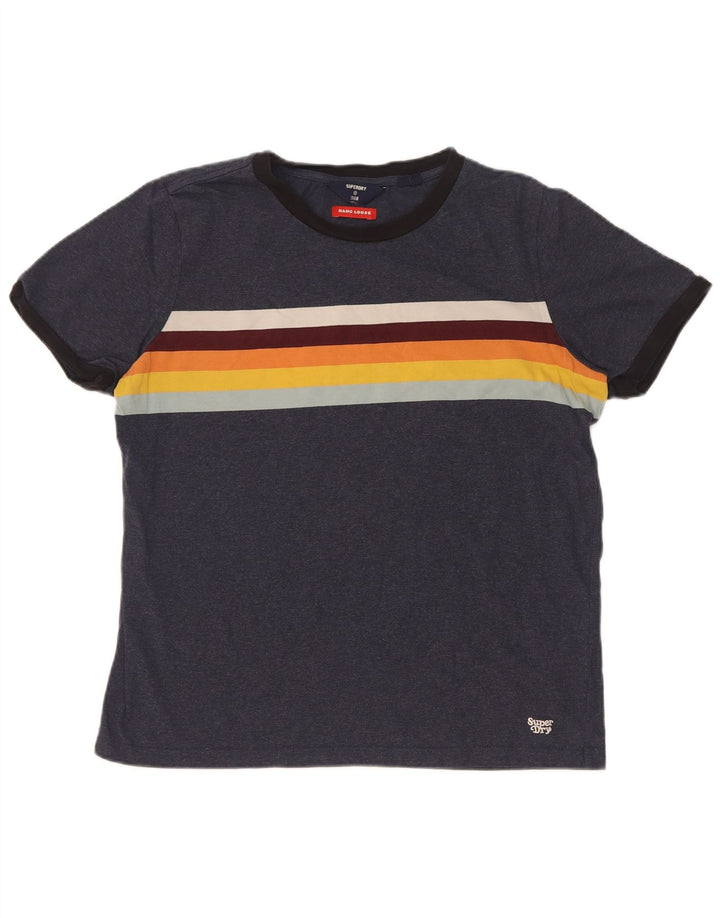 Superdry Mens T-Shirt Top Medium Navy Blue Colourblock