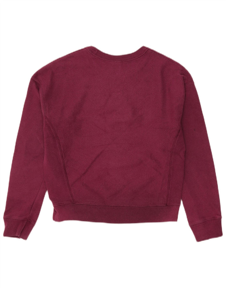 Champion Womens Oversized Sweatshirt Jumper UK 10 Small Burgundy Cotton