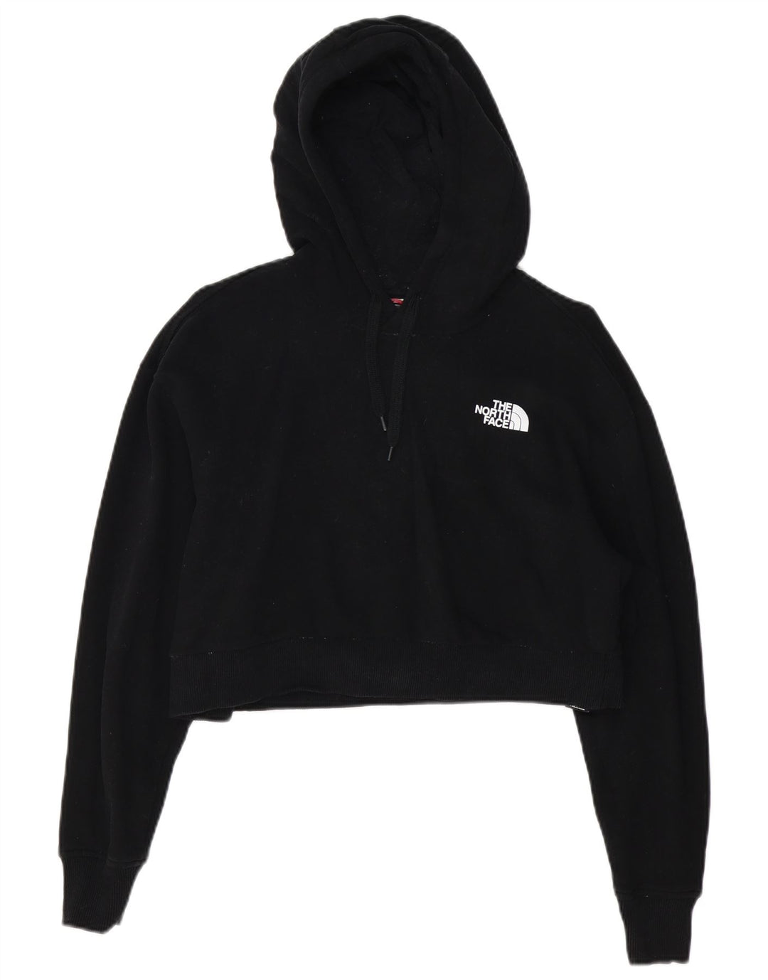 The North Face Womens Crop Hoodie Jumper UK 14 Medium Black Cotton