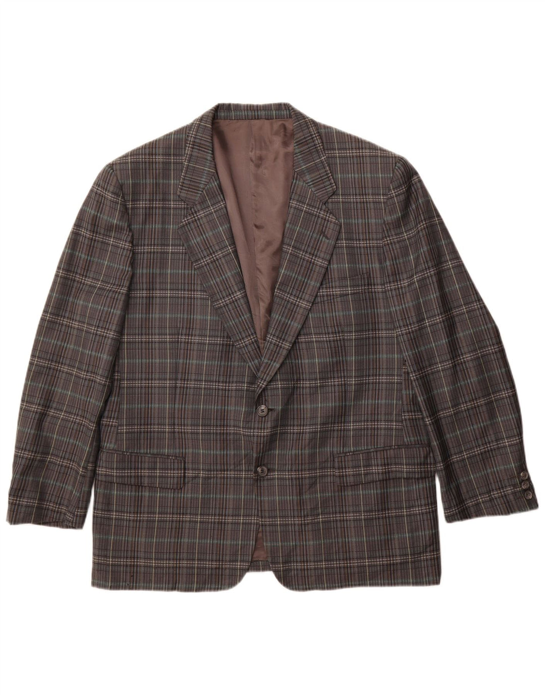 Gianluca Lorenzi Mens 2 Button Blazer Jacket IT 56 3XL Grey Check Wool