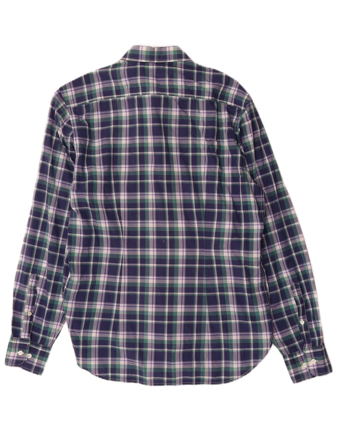 Henry Cottons Mens Slim Fit Shirt Size 39 Medium Navy Blue Check Cotton
