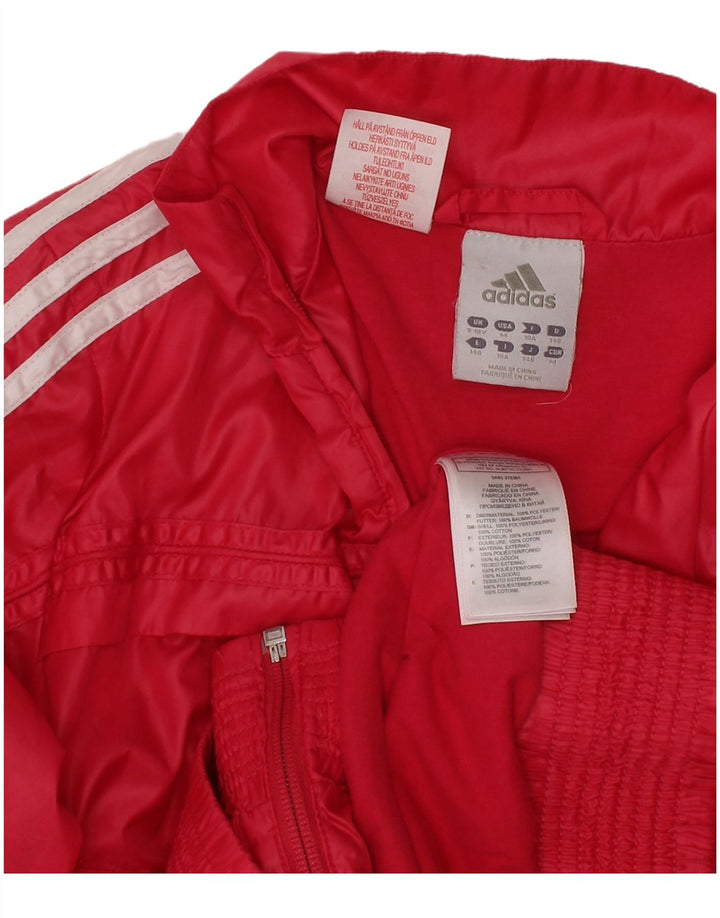 ADIDAS Girls Three Stripes Tracksuit Top Jacket 9-10 Years Pink Polyester