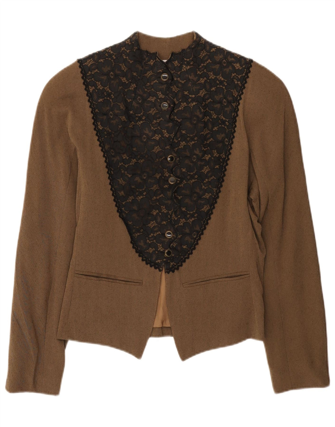 Vintage Womens 6 Button Blazer Jacket IT 42 Medium Brown Floral Viscose