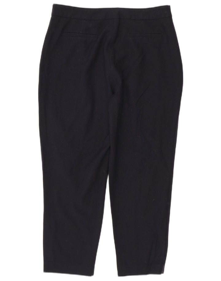Marks & Spencer Womens Cropped Trousers UK 12 Medium W30 L25 Navy Blue