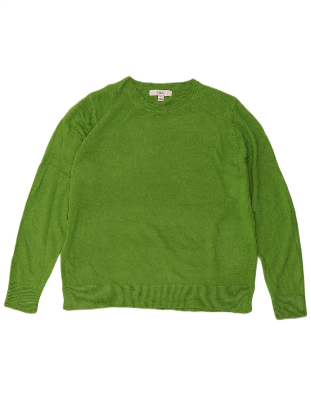 Marks & Spencer Womens Crew Neck Jumper Sweater UK 12 Medium  Green Acrylic