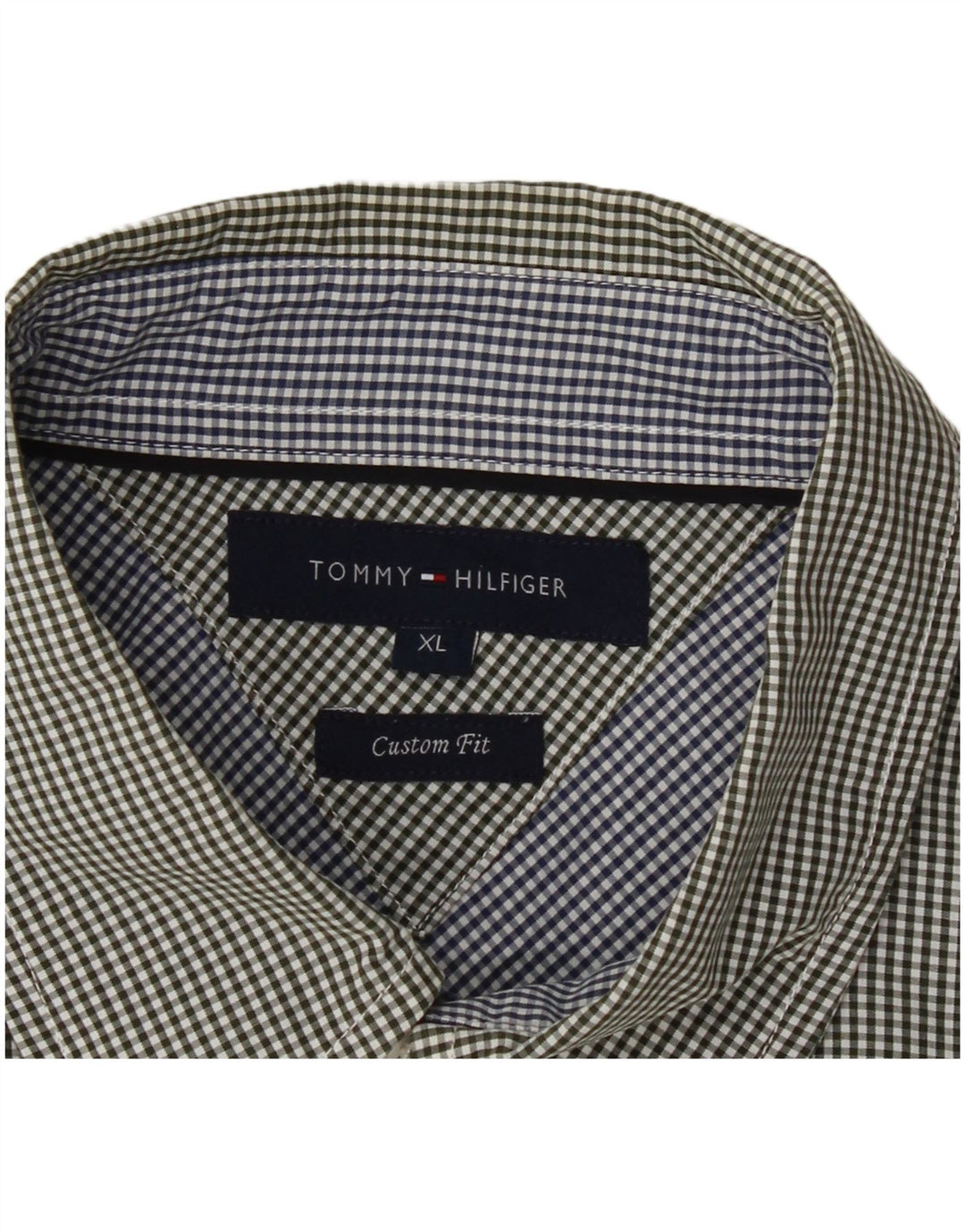 TOMMY HILFIGER Mens Custom Fit Shirt XL Green Gingham Cotton