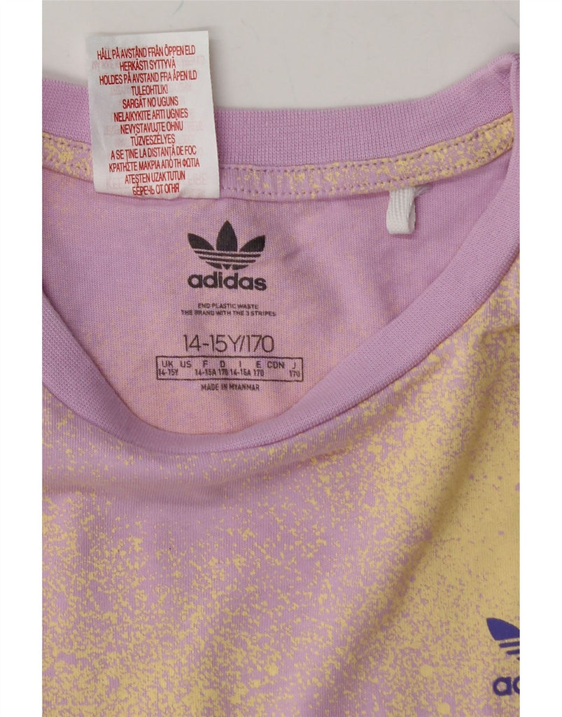 ADIDAS Girls Crop T-Shirt Top 14-15 Years Pink Tie Dye Polyester Vintage Adidas and Second-Hand Adidas from Messina Hembry 