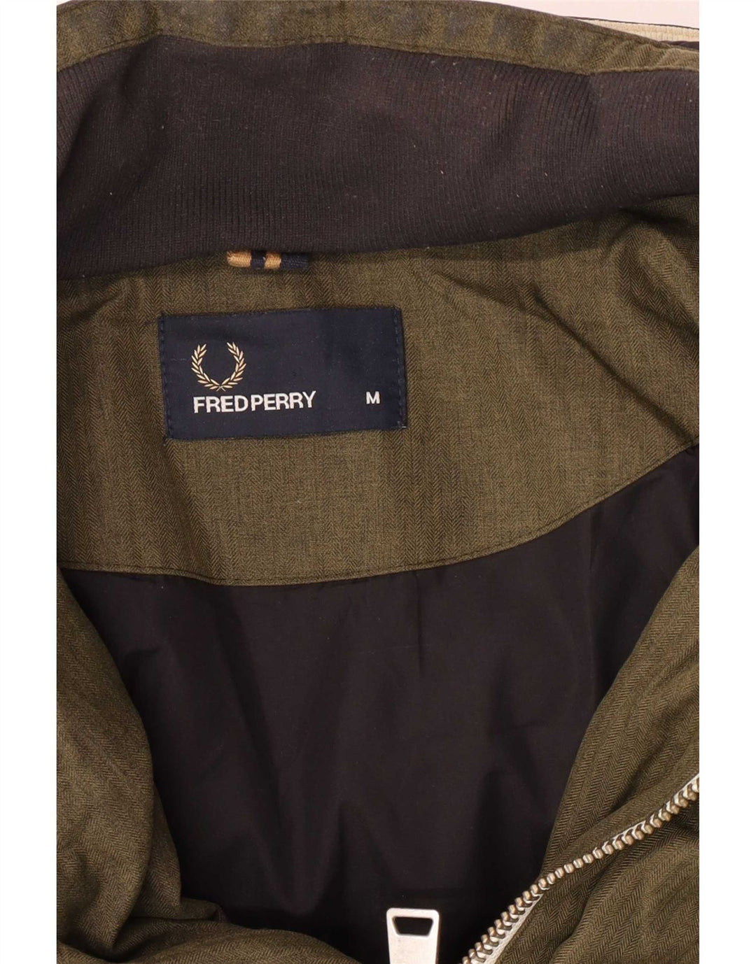 Fred Perry Mens Hooded Padded Jacket UK 38 Medium Khaki